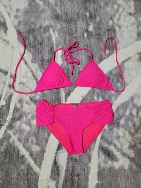 Aerie Hot Pink Triangle Tie Bikini top only M